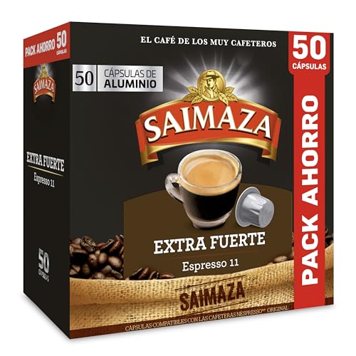 Saimaza Cápsulas de Café Extra fuerte | Intensidad 11 | 50 Cápsulas Compatibles Nespresso