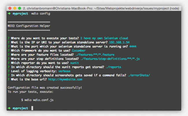 Easy Test Setup con Webdriverio