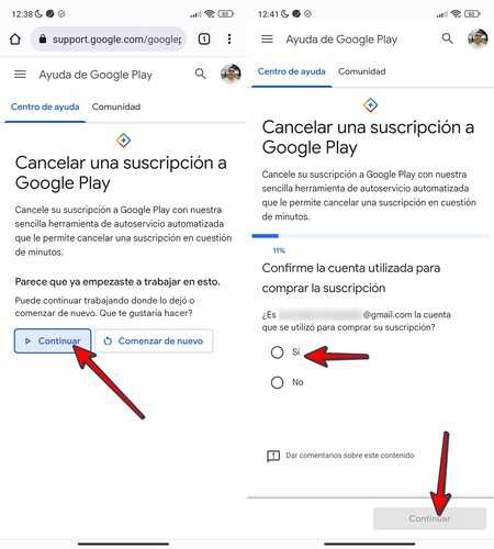Desuscribirse Google Play 1
