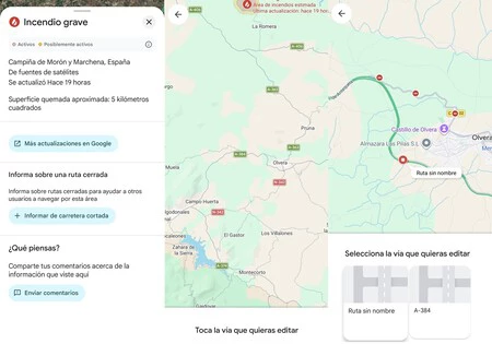 Capa Incendios Google Maps