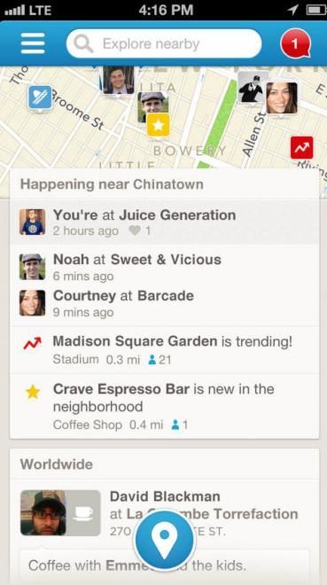 Foursquare prepara nueva versión para iOS: las búsquedas, protagonistas