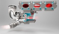 Un turbo con carcasa de turbina de aluminio para el MINI tricilíndrico
