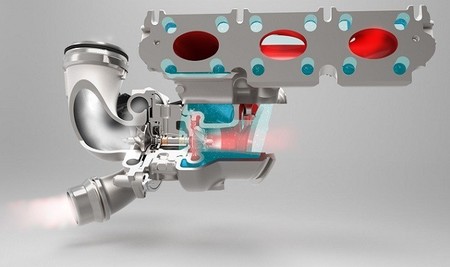 Un turbo con carcasa de turbina de aluminio para el MINI tricilíndrico