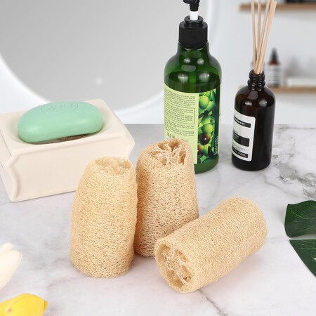 6 PCS Esponjas de Luffa Naturales, Esponja Exfoliante Esponja Ducha para Lavado de Ducha y Limpieza de Cocina