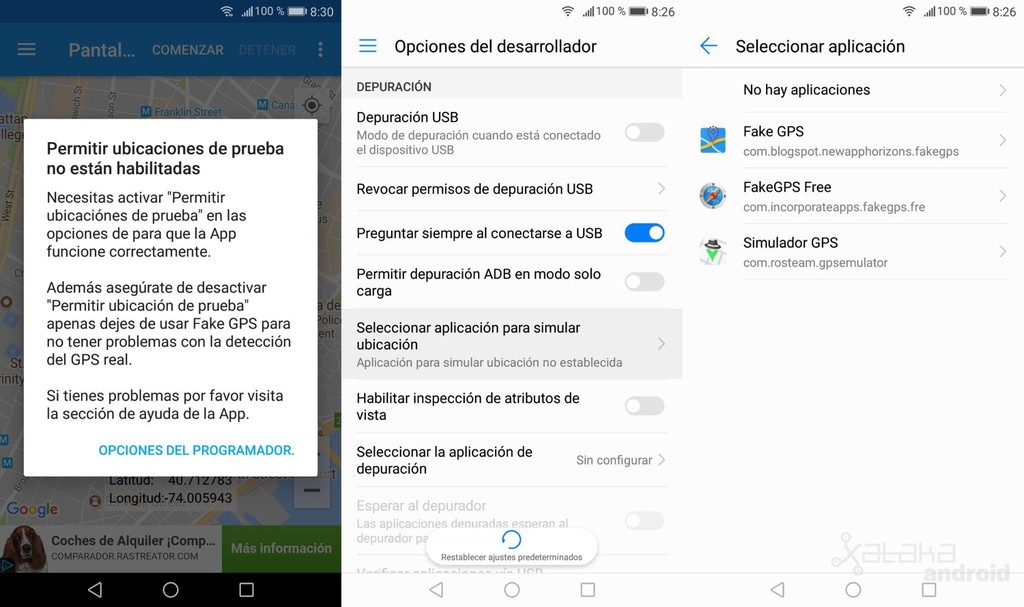 Opciones Ubicaciones Falsas