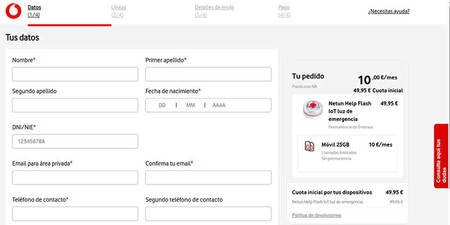 Pasarla de compra V16 en Vodafone