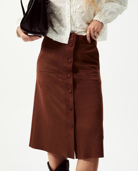 Falda Larga Ante Bonita Barata Elegante