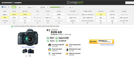Snapsort, la web definitiva para elegir cámara según tus preferencias