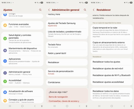 Restablecer los ajustes de WiFi y Bluetooth
