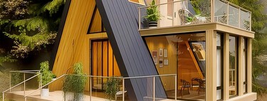 Amazon liquida una casa prefabricada triangular  tipo bungalow a doble altura con baño y cocina por menos de 17.000 euros