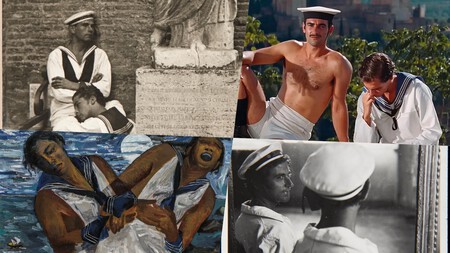Montaje de fotografías de Gregorio Prieto y una secuencia homoerótica de 'La bola negra'