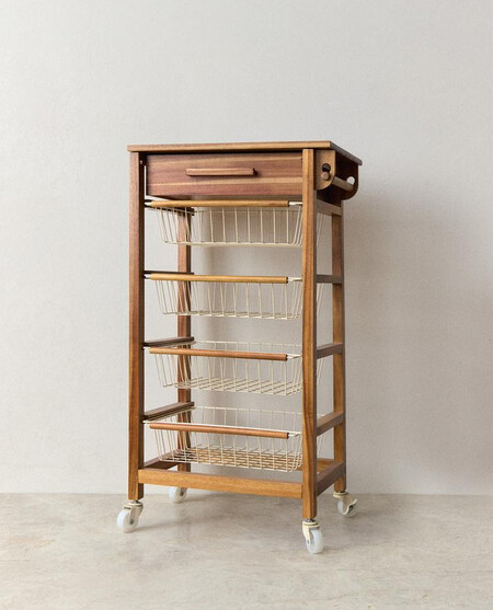 Mueble Almacenaje Madera Y Metal Ruedas