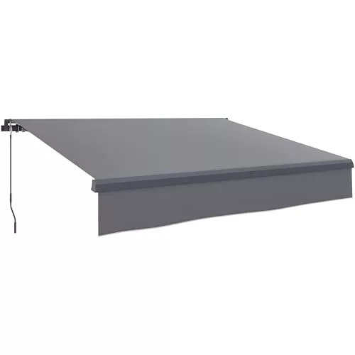 Outsunny Toldo Manual Retráctil 3x2 m Enrollable con Manivela UV50+ Gris