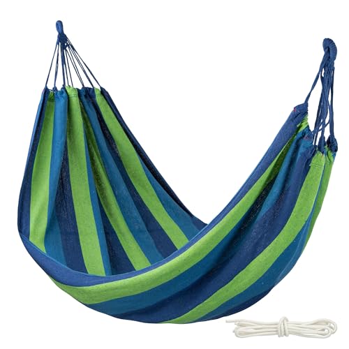 Aktive 52989 - Hamaca colgante de algodón para camping y exterior | Hamaca jardín exterior | Medidas 200x100 cm| Hasta 200 kg de capacidad de carga | Con bolsa de transporte