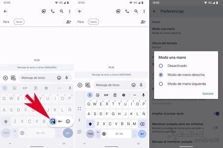 Modo Una Mano Gboard