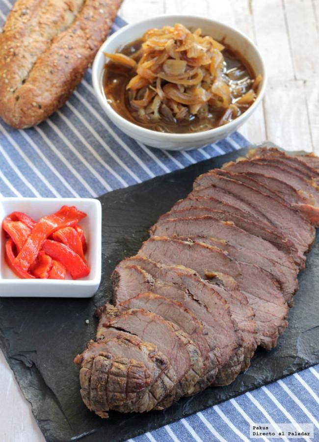 Receta de redondo de ternera asado con soja y miel
