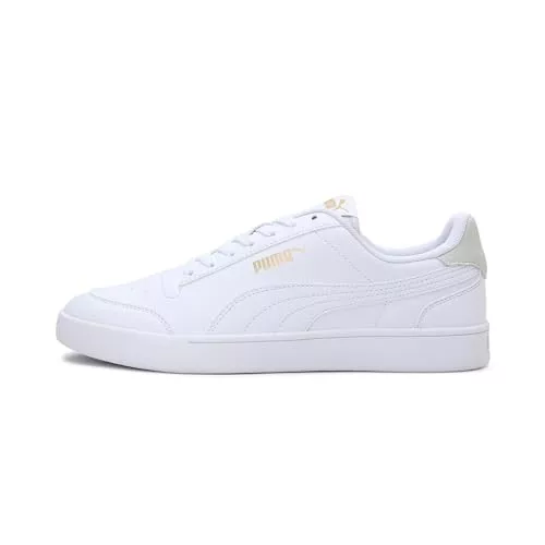 PUMA Unisex Puma Shuffle Sneakers, Puma White-Puma White-Puma Team Gold, 44 EU