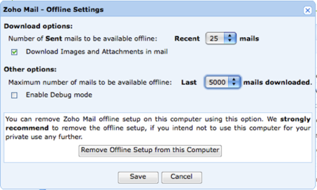 Zoho Mail, con soporte para funcionar offline