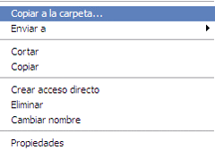 Añade la opción Copiar a la carpeta en el menu de contexto de Windows