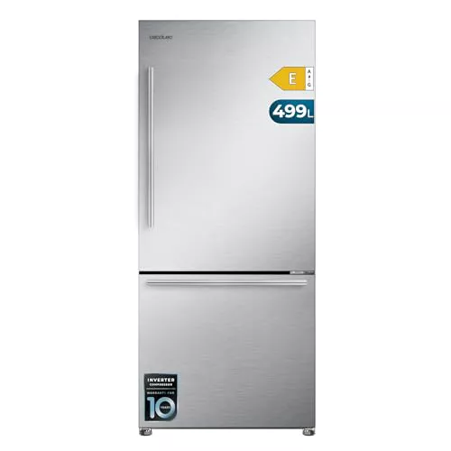 Cecotec Frigorífico Puerta Francesa Total NoFrost 499L Bolero CoolMarket Combi FD 499 Inox E