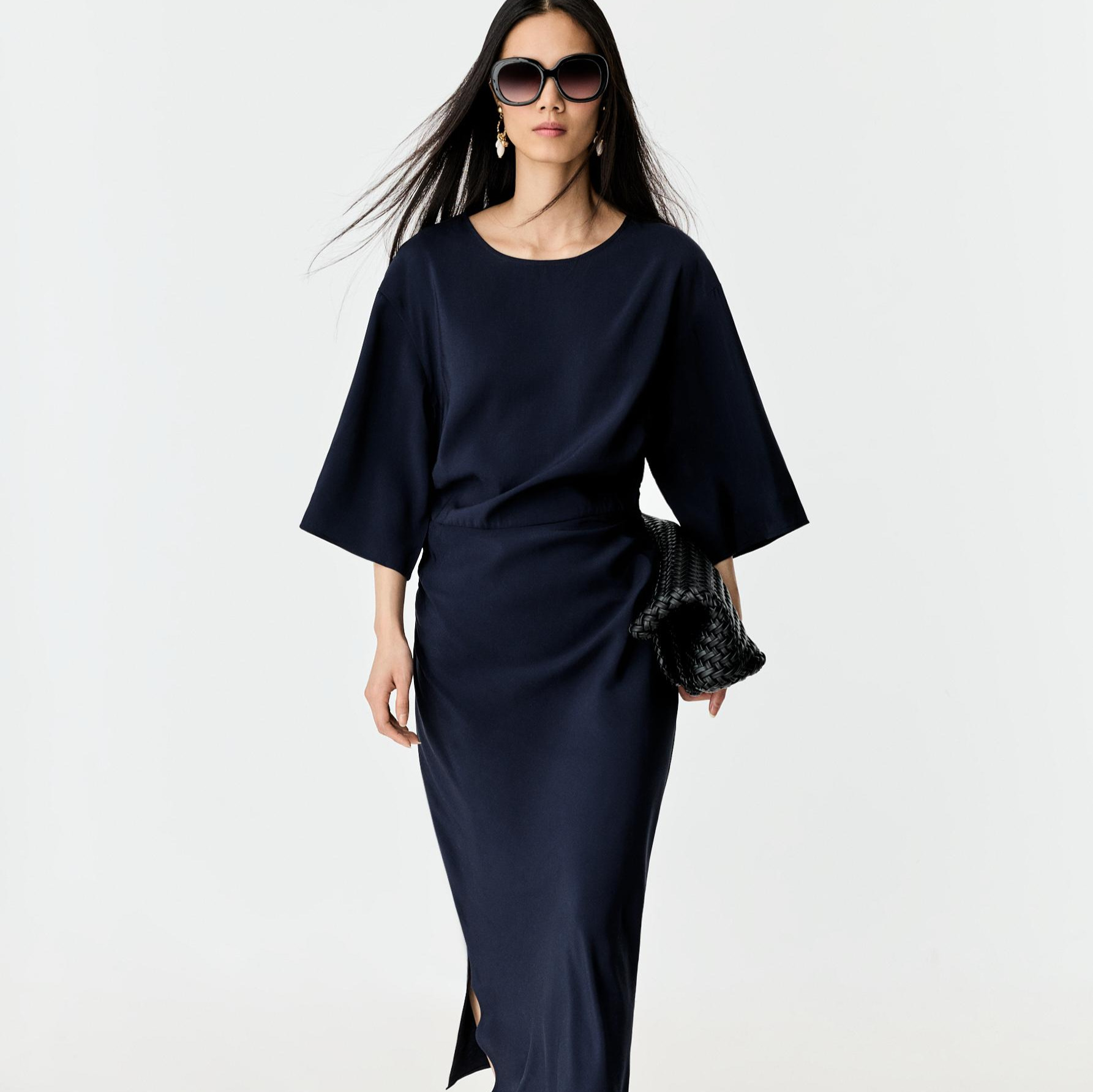 Vestido midi frunces