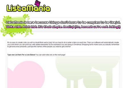 Listamania, crea e imprime tus listas de tareas pendientes