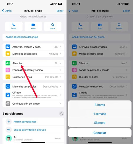 WhatsApp Silenciar Grupos