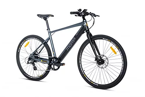 Moma Bikes E-ROAD28, Full Shimano Altus 8v, Frenos de Disco Hidráulicos