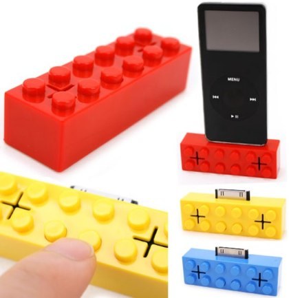 Mini altavoces para iPod con forma de bloque de construcción