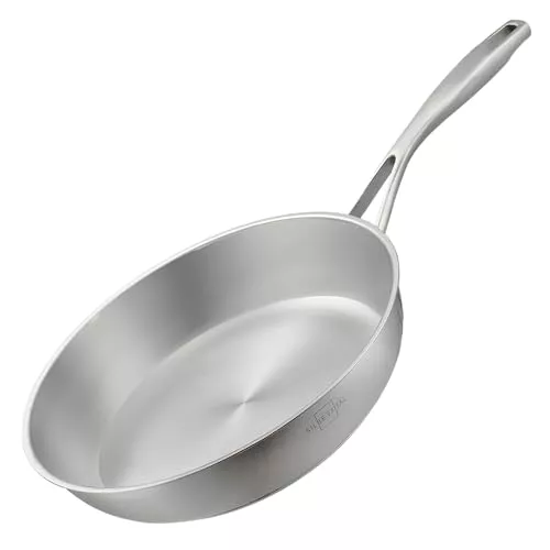 SILBERTHAL Sartén acero inoxidable 28 cm - Tiple fondo - Inducción gas y horno max 400ºC - Sin antiadherente