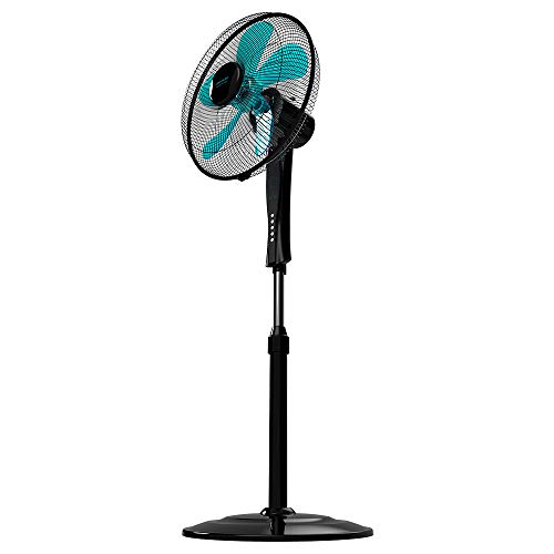 Cecotec Ventilador de Pie con Mando a Distancia y Temporizador EnergySilence 530 Power Connected Black. 50 W, 5 Aspas de 40 cm, 3 Velocidades, Motor de Cobre, Oscilante, Pantalla, Negro