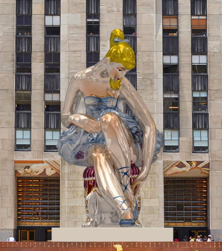 Arte efímero: una bailarina hinchable toma el Rockefeller Center