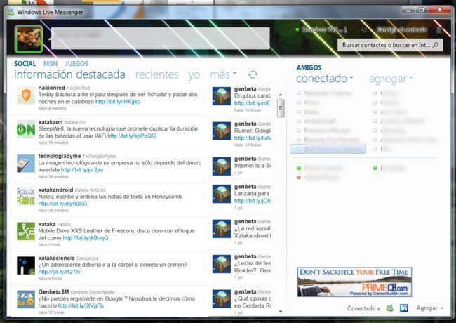 Twitter en Windows Live Messenger