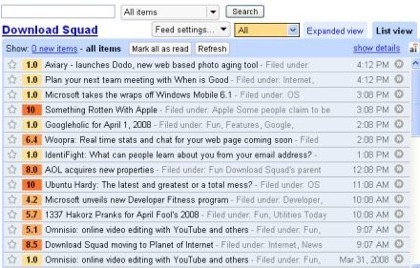 Filtra las entradas de Google Reader con AideRSS