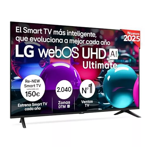 LG 50UA73006LA - TV 50", UHD 4K, WebOS 25, Ultimate IA, HDR10 Pro, Super Upscaling, Dolby Digital Plus, Google Assistant, Negro