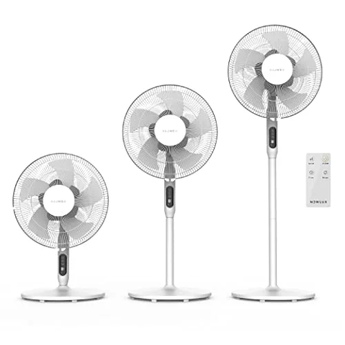 Newlux - Ventilador de Pie con Mando a Distancia 3 en 1 W1050 Smart 10 Aspas de ø40cm, 3 Vel. y Temporizador 18h. Ventilador de Pedestal Oscilante 90º con Altura Regulable 130, 100 o 70cm (Blanco)