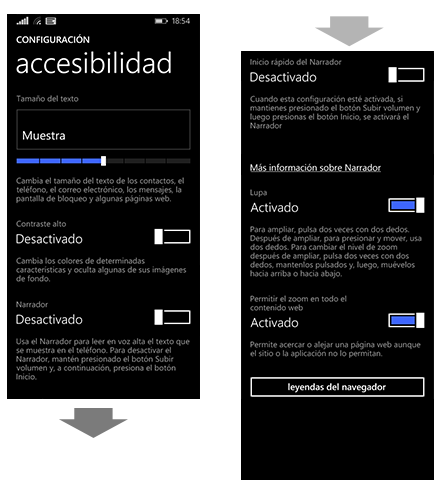 Desactivar Narrador (Windows Phone)