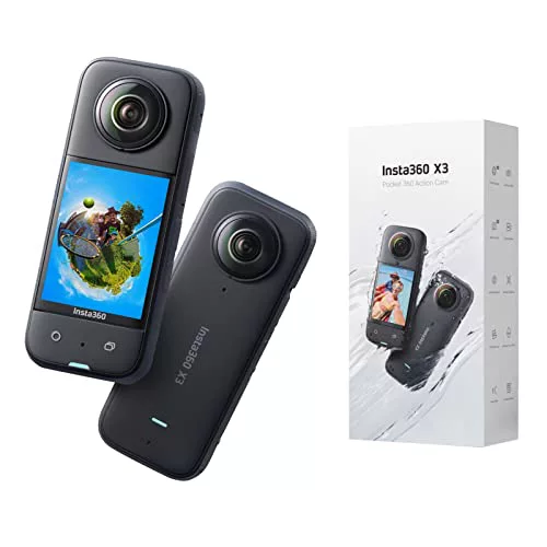 Insta360 X3 - Cámara de acción 360 Resistente al Agua, Sensor de 1/2"