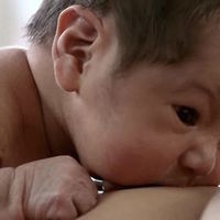 Si lo colocas sobre tu abdomen tras el parto, el bebé reptará instintivamente hasta tu pecho