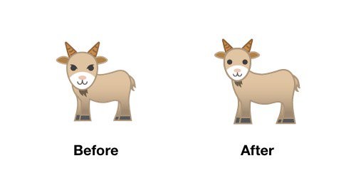 Goat Emoji Android P Before After