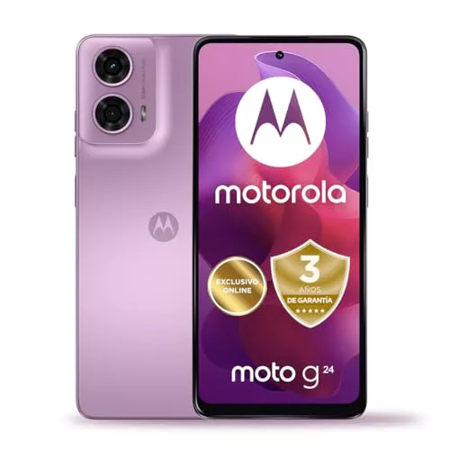 Motorola Moto g24, 4/128, España, Pantalla HD+ 6,56" y 90 Hz, Cámara Dual 50 MP + 2MP, Dolby Atmos, Android 14, batería 5000 mAh con TurboPower 15W, Dual SIM, Incluye Funda y Cargador