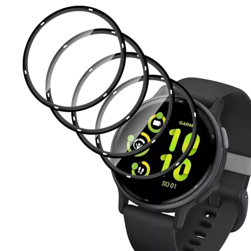 HidWee 4 Piezas Compatible con Garmin Vivoactive 5 Protector de Pantalla, HD Protector Película de Flexible de TPU [No es de cristal] [3D Cobertura Completa], Anti-Burbujas Anti-arañazo Protectora