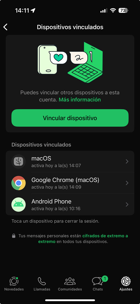 Verifique suas sessões ativas do WhatsApp Web