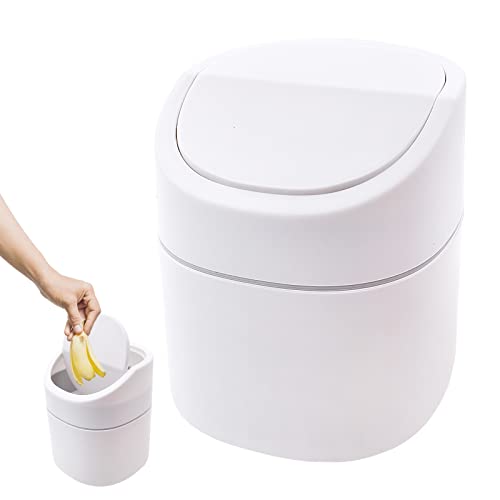 WSAMJIN Mini cubo de basura de plástico con tapa