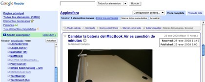 Google Reader añade una serie de mejoras