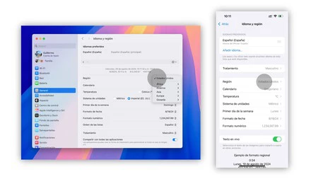 Mac で iPhone ミラーリングを有効にする: 地域を変更する