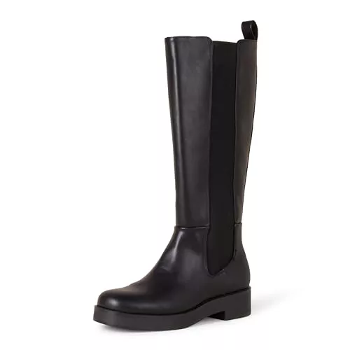 Amazon Essentials Bota alta con fuelle Mujer, Negro, 36 EU