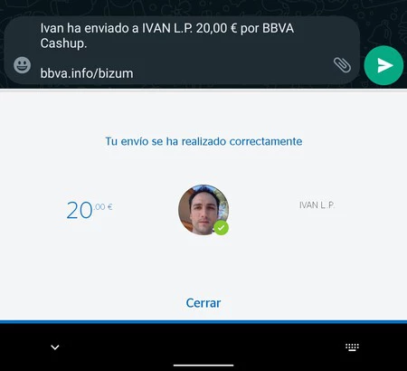 Bizum Whatsapp を送信する