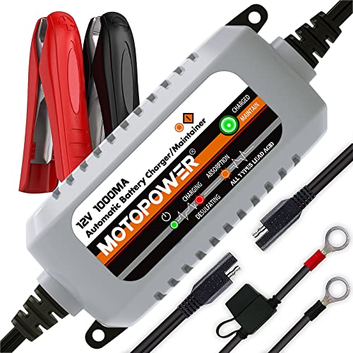 MOTOPOWER MP00205B 12V 1000mA Mantenedor de Cargador de batería Completamente automático (a) - Gris