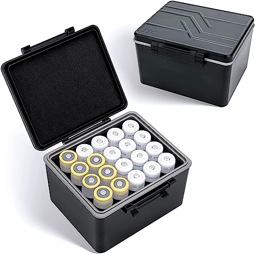 JJC Caja de Batería 18650 Resistente al Agua para 20 Baterías y Todas las de Tamaño Similar - Organizador de Fundas de Transporte